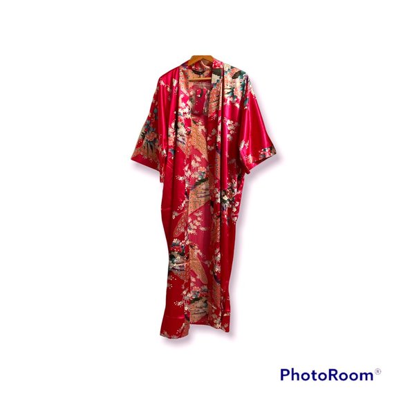 LONG ASIAN-INSPIRED, PRINTED KIMONO/DUSTER WITH BELT—BRAND-NEW W/TAGS! - Picture 1 of 6